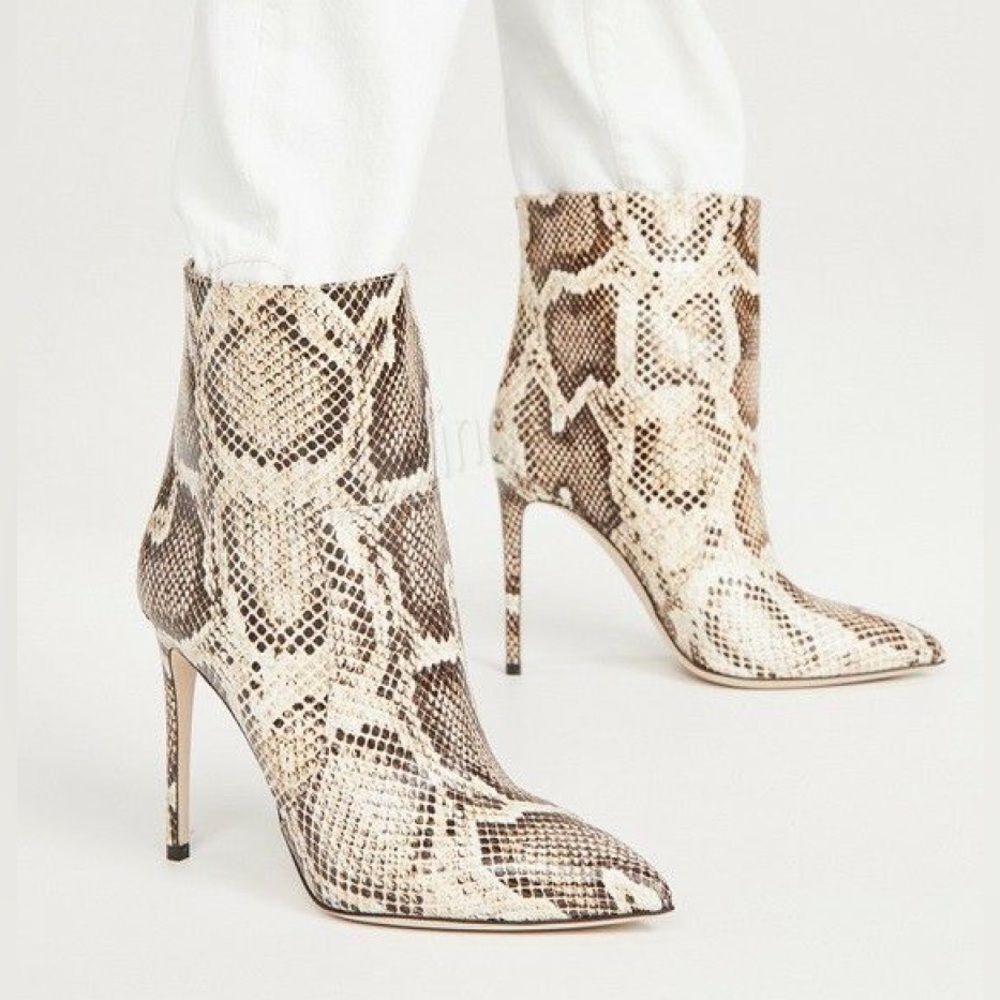 Paris Texas Python Printed Mid Heel Stiletto Ankle Boot NEW IN BOX 39.5